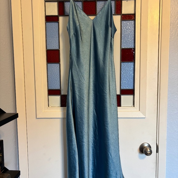 Blue Satin Midi Dress - Picture 3 of 5
